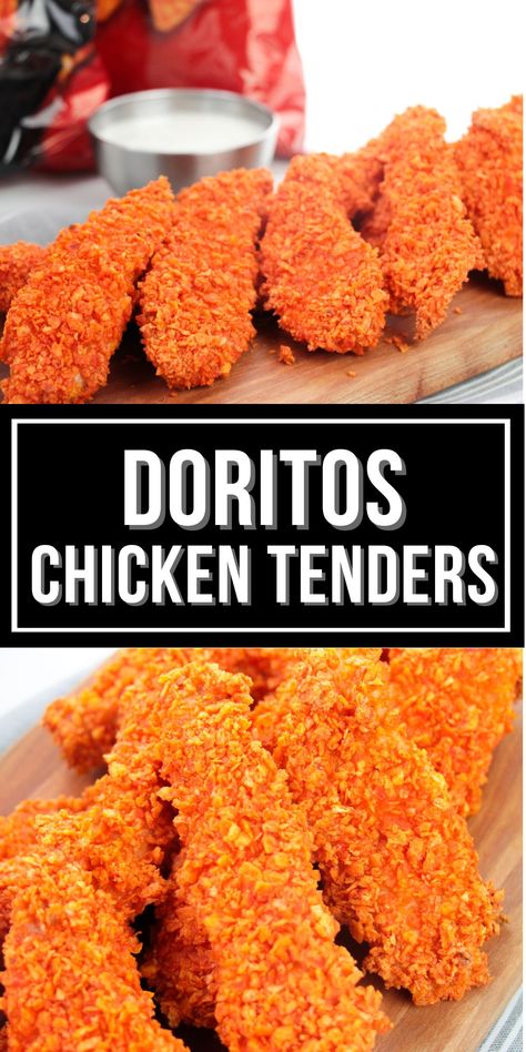 These Doritos Chicken Tenders will earn you a gold star from your kids. This easy recipe only requires 4 ingredients total! Doritos Chicken Tenders, Dorito Chicken Tenders, Buttermilk Marinated Chicken, Doritos Chicken, Dorito Chicken, Crusted Chicken Tenders, Chicken Tender Recipes, Happy Couples, Nacho Cheese