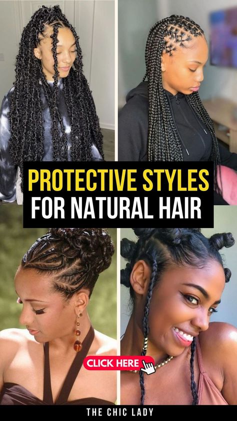 Protective hairstyles for Black hair that shine Fall Protective Styles Black Women, Braided Protective Styles Natural Hair, Styles For Black Hair, Styles For Natural Hair, Protective Style Braids, Hairstyles For Black Hair, Hair For Women, Protective Hairstyle, Fall Hair Trends