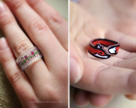 Shrinky Dink Rings, Diy Shrinky Dink, Corn Bead, Shrinky Dink Crafts, Shrinky Dink Jewelry, Gold Anniversary Bands, What Are Crystals, Shrink Plastic Jewelry, Rose Gold Circle