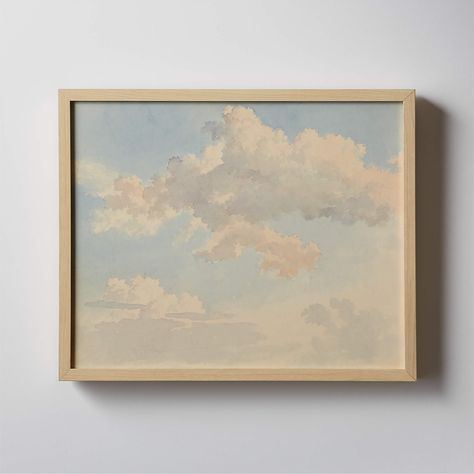 'Clouds Against Blue Sky' Framed Acrylic Painting by Abraham Teerlink 20''X16'' | CB2 Sky Full Of Clouds, Painting Above Bed, Cloud Artwork, Cloud Paintings, New Art Ideas, Mind Art, Wall Art Above Bed, Bridge Art, Living Room Painting