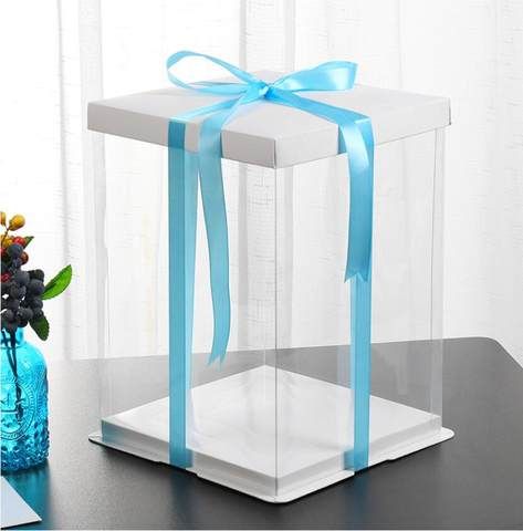 Wholesale High Quality 22x30cm 8.66x11.8 inches Round Cake Box for 3 Layers Cake Unicorn Cake Box Transparent Clear Gift Box|Gift Bags & Wrapping Supplies| - AliExpress Diy Wall Hanging Crafts, Pink Cake Box, Birthday Cake Gift, Rose Teddy Bear, Cheap Gift Bags, Clear Gift Boxes, Cake Gift, Square Cake, Flower Box Gift