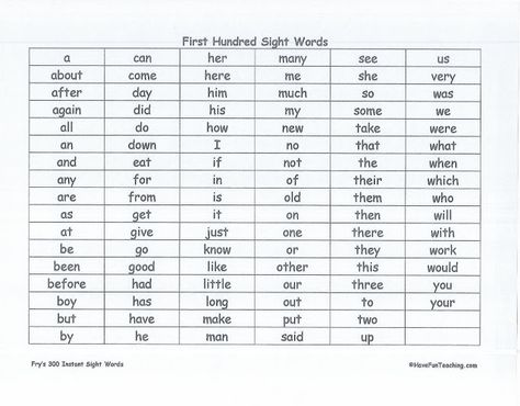 Fantastic Fourth Grade First Grade Free Printables, Fry Words List, High Frequency Word List, Dolch Word List, Dolch Sight Word List, Second Grade Sight Words, Sight Word List, Ccvc Words, First Grade Words