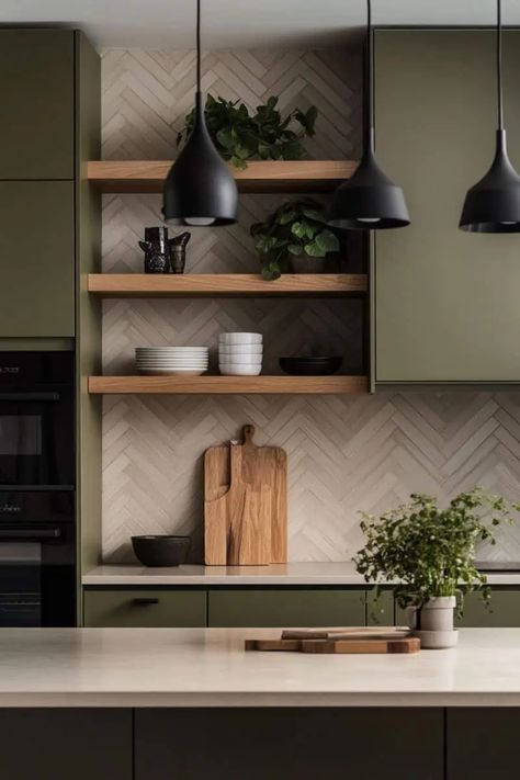 Why Everyone's Obsessed with Green Kitchen Cabinets Right Now! Old Farmhouse Kitchen, Cozy Fall Home, Green Kitchen Designs, Green Kitchen Cabinets, Home Decor Cozy, Green Cabinets, Elegant Kitchens, Cozy Kitchen, Kitchen Inspiration Design