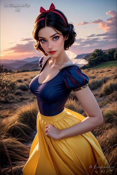 Snow White by EugenericAI Snow White Modern Outfit, Modern Snow White Outfit, Real Snow White, Snow White Outfits, Snow White Cosplay, Disney Character Art, Disney Princess Snow White, Disney Character, Cosplay Ideas