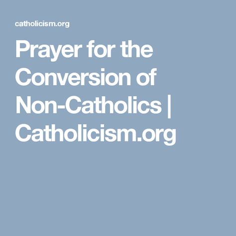 Prayer for the Conversion of Non-Catholics | Catholicism.org Novena For Conversion, Latin Prayers Catholic, Pagan Rosary Prayers, Prayer For Conception Of A Baby, Immaculate Conception Prayer, Friends And Family