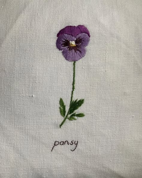 Pansy Embroidery Pattern, Pansies Embroidery, Embroidery Pansy, Embroidered Pansies, Embroidered Pansy, Pansy Embroidery, Purple Flower Embroidery, Violet Embroidery, Pansy Flowers