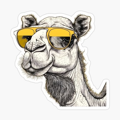 Get my art printed on awesome products. Support me at Redbubble #RBandME: https://www.redbubble.com/i/sticker/Cool-Camel-Stylish-Desert-Dweller-Illustration-by-ElegantQuirk/161005339.EJUG5?asc=u Freemasonry Art, Camel Illustration, Camel Painting, Camels Illustration, Camel Art, Hipster Drawing, Desert Dweller, Camels Art, المملكة العربية السعودية