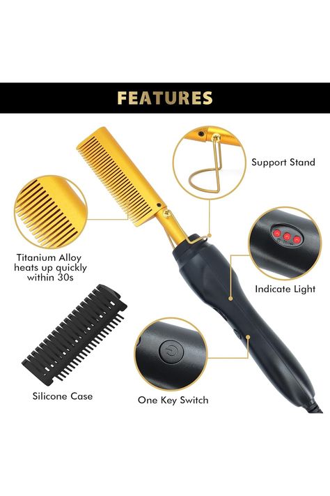 Dolahair Electric Hot Comb for Wigs Hair Straightener Electric Pressing Combs for Black Hair Lace Front Wigs Flat Iron Comb for Black Women Lace Melting Band Edge Brush (Black-10 Pcs Set) Wig Kit, Hot Comb, Edge Brush, Black Hair Wigs, Wigs Black, Straightening Comb, Wig Colors, Wig Install, Hair Straightening Iron