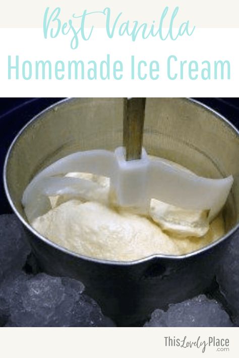 Best homemade vanilla ice cream for a 6-quart freezer! Creamy, not too sweet, always gets compliments! Best Homemade Vanilla Ice Cream, Forest Recipes, Homemade Vanilla Ice Cream Recipe, Homemade Ice Cream Recipes Machine, Best Homemade Ice Cream, Ice Cream Recipes Machine, Easy Homemade Ice Cream, Vanilla Ice Cream Recipe, Ice Cream Freezer