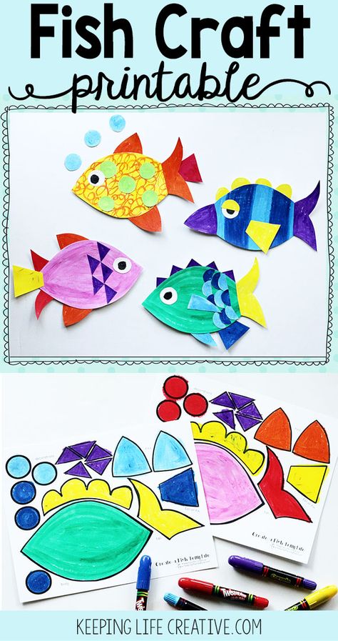 Create-a-Fish Craft Printable Template Fish Craft For Kindergarten, Fish Patterns Printable Templates, Fish Templates Free Printable, Free Fish Printables, Fish Template Printable, Fish Template Printable Free Pattern, Fish Crafts Kids, Ocean Explorer, Wind Charm