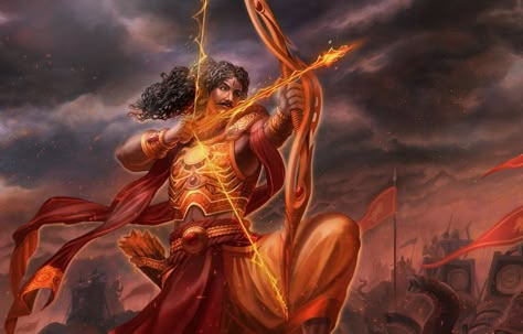 A birth in the haste of youth, Karna had to bear the runt of his birth throughout his life. A warrior, a faithful friend, and an outcast Karna's life was Great Warriors, The Mahabharata, Shri Ram Photo, Hinduism Art, Vedic Art, Unsung Hero, God Pictures, God Art, God Illustrations