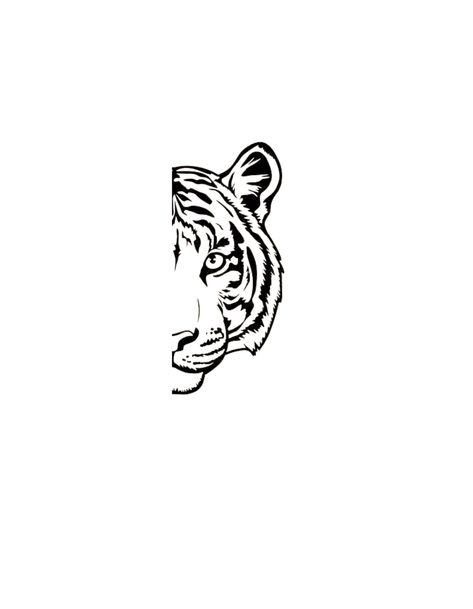 Tiger Face Tattoo For Women, Tiger Finger Tattoo, Tiger Small Tattoo, Small Tiger Tattoo For Women, Minimal Tiger Tattoo, Tiger Tattoo Outline, Feminine Tiger Tattoo For Women, Half Tiger Tattoo, Minimalist Tiger Tattoo