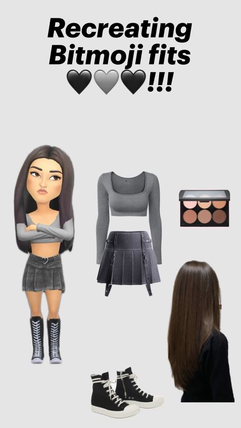 Recreating Bitmoji fits 🖤🩶🖤!!! #fyp #bitmojifits #recreatingoutfit Baddie Bitmoji Outfits, Cute Bitmoji Outfits, Aesthetic Bitmoji, Pretty Bitmoji Ideas, Bitmoji Inspo, Bitmoji Snapchat, Bitmoji Outfits Baddie, Bitmoji Fits, Cute Snapchat Bitmoji Ideas