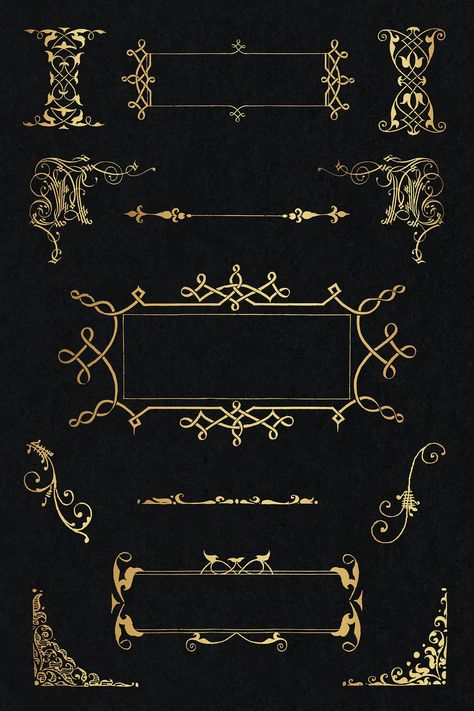 Vintage Victorian frame border vector ornament collection, remix from The Model Book of Calligraphy Joris Hoefnagel and Georg Bocskay | free image by rawpixel.com / wan Book Cover Border Design, Book Boarders, Victorian Book Cover, Aesthetic Boarders Designs, Victorian Journal, Letter Borders, Text Borders, Border Vector, Victorian Frame