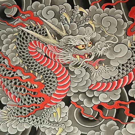 392 Likes, 8 Comments - Chris Garver (@chrisgarver) on Instagram Dragon And Tiger Tattoo, Dragon Tattoo Images, Japanese Symbols Tattoo, Traditional Japanese Dragon, Geisha Tattoos, Dragon And Tiger, Dragon Tattoo Meaning, Chris Garver, Dragon Tattoo Art