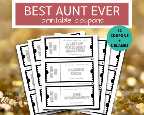 Aunt Coupon Book | Best Aunt Ever Birthday Voucher | Gift for Aunt | Presents for Aunt | Last Minute Aunt Mother's Day Gift Ideas by OurGoldenGirls on Etsy Friendship Coupons, Aunt Presents, Birthday Voucher, Presents For Aunts, Best Aunt Ever, Gift For Aunt, Birthday Coupons, Gifts For Aunt, Best Aunt