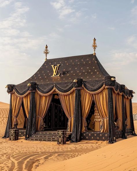 Art&Vision department | desert pop-up stores Credits @ifonly.ai | Instagram Medieval Tent, Luxury Event Decor, Wonderland Artwork, Canopy Architecture, Light Festival, Cape Costume, 3d Modeling Tutorial, Wedding Backdrop Decorations, Tent Lighting