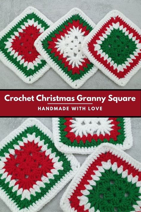 Hello everyone! Welcome to Handmade with love's crochet tutorial. In this beautiful YouTube Christmas tutorial you will see how to crochet these lovely, easy squares. With winter colors and patterns you can create a beautiful 3d crochet project for Christmas with unique designs. This winter crochet motif is useable for a variety of decorative crochet DIYs like coaster, garland, blanket, pillow, afghan, bag etc. Wonderful and interesting granny square for stunning projects. Xmas Granny Square, Interesting Granny Square Patterns, Crochet Xmas Blanket, Unique Christmas Colors, Easy Christmas Crochet Blanket, Xmas Crochet Decorations, Crochet Christmas Tree Granny Square, Christmas Granny Squares Crochet, Christmas Granny Square Crochet Pattern