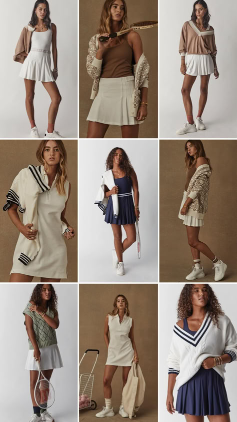 Ace your court style with these effortlessly chic looks. Chic Tennis Outfit, Wimbledon Party Outfit, Tennis Chic Outfit, Sporty Preppy Outfits, Preppy Sporty Outfits, Champion Aesthetic, Wimbledon Outfit, Pickleball Outfits For Women, Sporty Outfits For Women