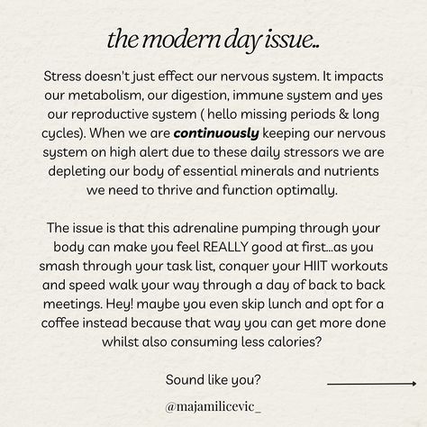 6 Signs Your Burnout Out AF ... 🆘 ⠀⠀⠀⠀⠀⠀⠀⠀⠀ So, how did we get here heyy? 👀 ⠀⠀⠀⠀⠀⠀⠀⠀⠀ SWIPE to read a short story of how modern society leaves us running on stress hormones, depletes our nutrients and eventually leaves us burnt out. ⠀⠀⠀⠀⠀⠀⠀⠀⠀ If you get to the end of this post I have posted some of my top tips to help you get out of burnout and back to safety! For 1-1 Coaching DM me ‘THRIVE’ #burnout #burnoutrecovery #burnoutprevention #stress #stressmanagement #stressreduction #relievin... Burnout Recovery, Modern Society, Reproductive System, A Short Story, Task List, Hiit Workout, To The End, Short Story, Nervous System