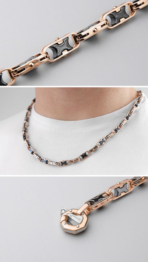 Rose Gold Chain For Men, Rose Gold Chain Mens, Mens Chain Designs, Men Gold Chain, Mens Diamond Necklace, Mens Bracelet Gold Jewelry, Contemporary Jewelry Rings, Mens Gold Chain Necklace, Gents Bracelet