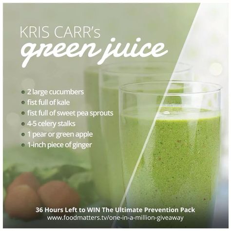 Green Kris Carr, Healthy Food Ideas, Green Juice, Be Merry, Health Info, Green Apple, Sweet Pea, Healthy Drinks, Celery