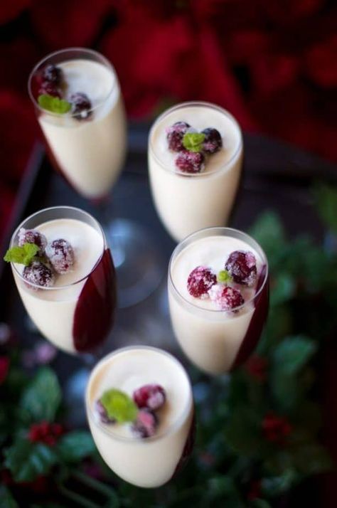 Cranberry Panna Cotta Make Ahead Dessert Recipe for Holidays Cranberry Panacotta, Elegant Christmas Food, Christmas Panacotta, Cranberry Panna Cotta, Holiday Desserts Christmas Elegant, Decadent Desserts Elegant, Winter Desserts Fancy, Easy Gourmet Desserts, Easy Dessert Ideas For Party