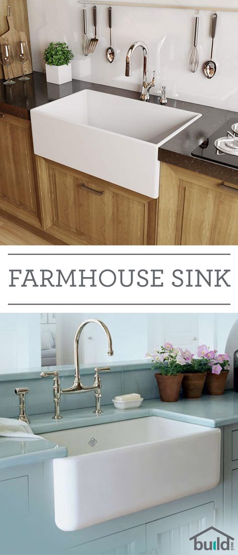 Farmhouse sinks say a lot about style and durability. Also known as apron sinks, these are commonly found in country-style homes and feature a large, deep basin (sometimes double basin), as well as a wide base to hold more pots, pans and whatever else you 1970s Kitchen Remodel, Kitchen Remodel Countertops, Farmhouse Sinks, Galley Kitchen Remodel, Contemporary Kitchens, Kitchen White, Hunting Lodge, Lodge Decor, White Farmhouse