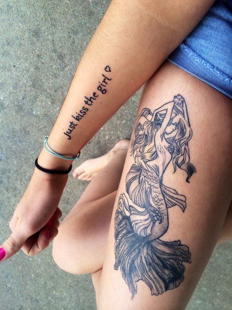 My very own mermaid tattoo! Mermaid Shin Tattoo, Mermaid Hip Tattoo, Mermaid Back Tattoo, Mermaid Thigh Tattoo, Side Leg Tattoo, Calf Tattoos For Women, Shin Tattoo, Hip Tattoos, Hip Tattoos Women