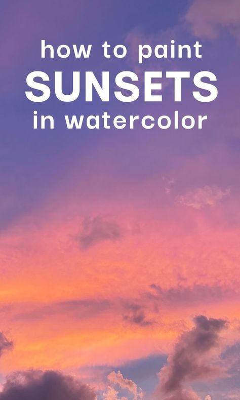 How to paint sunset in watercolor | how to paint watercolor ideas for newbie beginners #watercolorpainting #watercolor #sunset Watercolour Painting Sunset Beach, Watercolor Paintings Landscape Sunsets, How To Watercolor Sunset, Beach Sunset Watercolor Painting Easy, Watercolour Sky Tutorial, Sketchbook Watercolor Ideas, How To Watercolor Beginners, Sunset Watercolor Painting Easy, Watercolor Sunset Tutorial