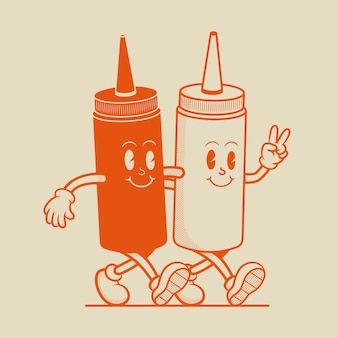 Vintage Character Illustration, Retro Character Illustration, Vintage Character Design, Retro Character Design, Meat Illustration, Sauce Illustration, Pizza Mascot, Cartoon Graphic Design, Vintage Mascot