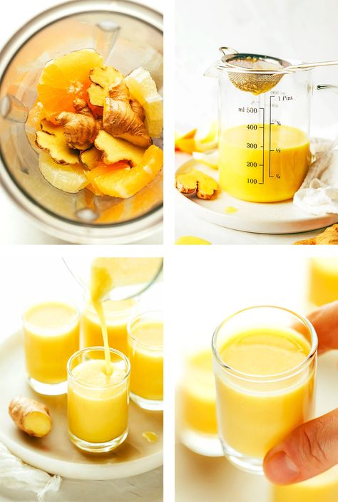 Ginger Shots Recipe, Easy Shot Recipes, Ginger Shot Recipe, Lemon Shots, Blender Drinks, Ginger Shots, Ginger Shot, Ginger Benefits, Gimme Some Oven