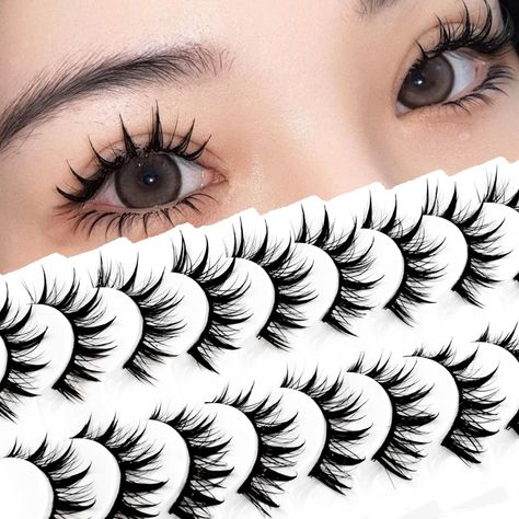 PRICES MAY VARY. Perfect for cosplay: Popular manga eyelashes with designed with 7 clusters slender spiky eyelashes and short and wispy eyelash fibers. Create a cute Japanese manga heroine makeup 12MM Natural look Eyelashes: The length is more suitable for makeup, and it is more natural and not awkward than other lengths of ordinary manga eyelashes. It is easier to make your eye makeup vivid and perfect. The natural and light length feels great for daily use. Cyberpunk/Gothic style：Manga eyelash Anime Fake Lashes, Manga Lashes Falsies, Gyaru Lashes, Cute Make Up Looks, Spiky Eyelashes, Korean Eyelashes, Anime Eyelashes, Doll Lips, Dr Makeup