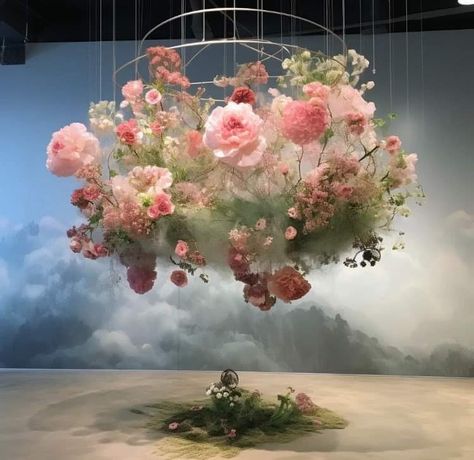 Cloud Art Installation, Dior Event Decoration, Dior Installation, Flower Shop Interiors, Sacred Garden, Dream Wedding Decorations, Flower Installation, Fresh Perspective, Floating Flowers