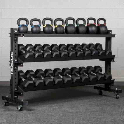 Rogue Gym Equipment, Crossfit Gym Design, Gym Equipment Storage, Small Home Gym Ideas, Gym Products, Kettlebell Rack, Dumbbell Storage, Mini Workout, Small Home Gym