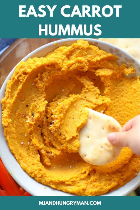 This creamy carrot hummus is the most delicious twist to traditional hummus made by blending roasted carrots, warm spices, and classic hummus ingredients. Hominy Hummus, Roast Carrot Hummus, Hummus Carrot, Hummus Recipe Roasted Red Pepper, Roasted Carrot Hummus, Traditional Hummus, Roast Red Pepper Hummus, Carrot Hummus, Classic Hummus