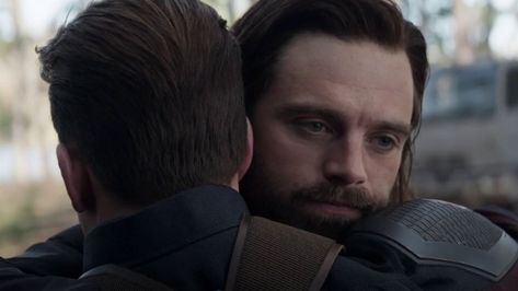 Sebastian Stan and Chris Evans in the movie Avengers: Endgame. Last hug between these two great friends Steve And Bucky, Hug Gif, John Walker, Bucky And Steve, End Of The Line, Friends Characters, Avengers Endgame, Till The End, Steve Rogers