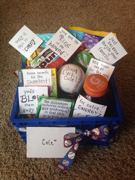 Baseball Good Luck Basket Football Boyfriend Gifts, Baseball Boyfriend Gifts, Baseball Gift Basket, Baseball Boyfriend, Papa Tag, Dear Boyfriend, Baseball Girlfriend, Diamond Dolls, Boyfriend Gift Basket