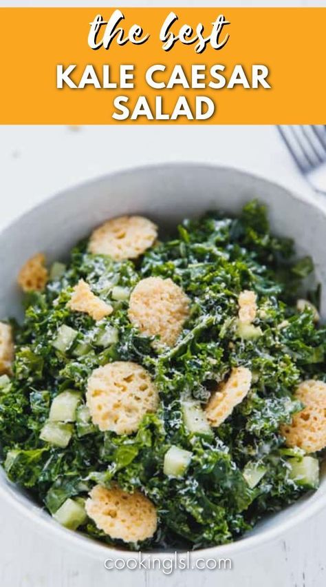 Kale Cesar Salad, Chicken Caesar Pasta, Caesar Pasta Salad, Caesar Pasta, Kale Caesar, Chicken Caesar Pasta Salad, Kale Caesar Salad, Kale Salad Recipes, Caesar Salad Recipe