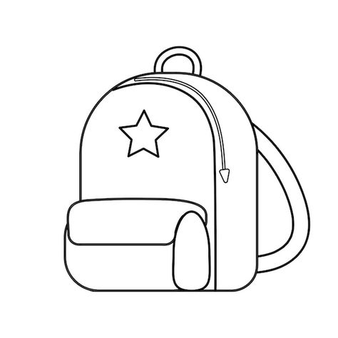 School backpack in line style vector ill... | Premium Vector #Freepik #vector #school-desk #school-table #student-desk #school-stationery School Bag Drawing, Backpack Clipart, Letter S Worksheets, School Table, Backpack Drawing, School Vector, Small School Bags, English Activities For Kids, Outline Images