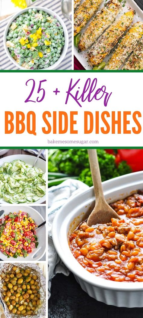 Serve up one or more of these killer BBQ side dieshes for your next summer cookout. These bbq sides are easy to make and bring a lot to the table. #dishes #potluck #bbq #cookout #recipes #easy #summer #spring #salads #corn #potatoes #beans Easy Cookout Recipes, Side Dishes Bbq, Summer Bbq Sides, Recipes For Side Dishes, Summer Cookout Side Dishes, Pork Side Dishes, Easy Bbq Side Dishes, Bbq Potluck, Cookout Recipes