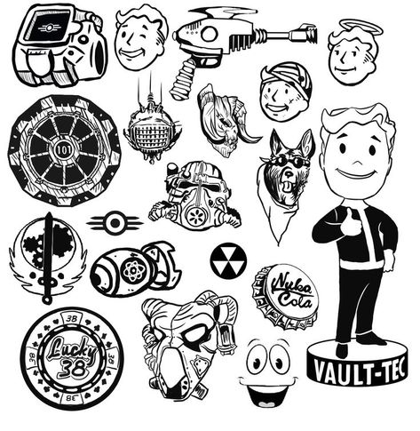 Follow me on instagram! @secaz.21 Game Flash Tattoo, Small Fallout Tattoo, Resident Evil Flash Tattoo, Fallout American Traditional Tattoo, Fallout Traditional Tattoo, Fallout Tattoo Design, Fallout New Vegas Tattoo Ideas, American Patchwork Tattoo, Deathclaw Tattoo