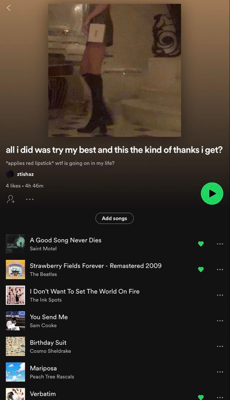 Spotify playlist , songs suggestions, trend music, old school music, modern music , viral , media , Spotify suggestions, spotify , songs , melody , mood , 2022, old songs , new songs , new music suggestions All I Did Was Try My Best, Spotify Playlist Songs, Songs Suggestions, Playlists Ideas, Trend Music, Spotify Ideas, Saint Motel, Music Suggestions, Playlist Songs