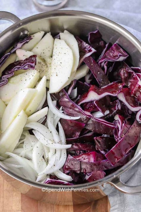 Braised red cabbage is an easy side dish that the whole family will love! I love enjoying this recipe alongside meatloaf or pork tenderloin! #spendwithpennies #cabbage #brasiedcabbage #redcabbage #braisedredcabbage Recipes Pork Tenderloin, German Main Dishes, Purple Cabbage Recipes, Sauteed Red Cabbage, Cooked Red Cabbage, Easy Side Dishes, Polish Foods, Red Cabbage Recipes, Braised Red Cabbage