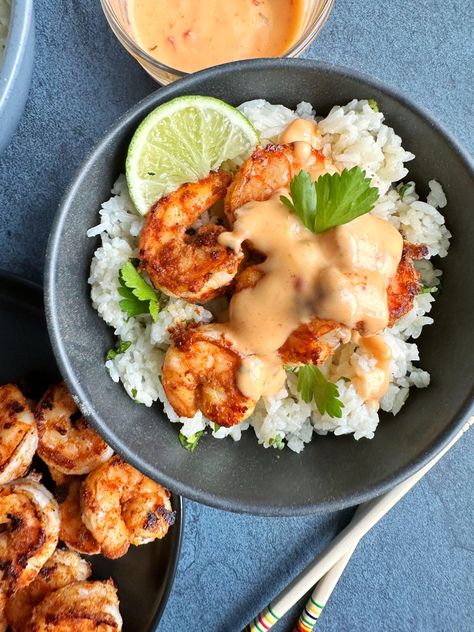 Grilled Bang Bang Shrimp Bang Bang Shrimp Not Fried, Grilled Bang Bang Shrimp, Fresh Fish Recipes, Shrimp In The Oven, Air Fryer Fried Chicken, Seafood Shrimp, Bang Bang Shrimp, Salmon And Shrimp, Juicy Shrimp