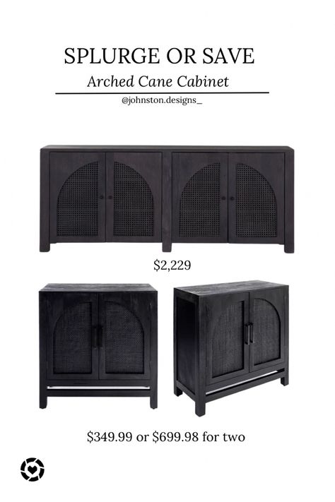 Black Sideboard Living Room, Buffet Table Dining Room, Black Buffet Table, Black Media Console, Designer Console Table, Arched Cabinet, Sideboard Dining Room, Black Arch, Black Buffet