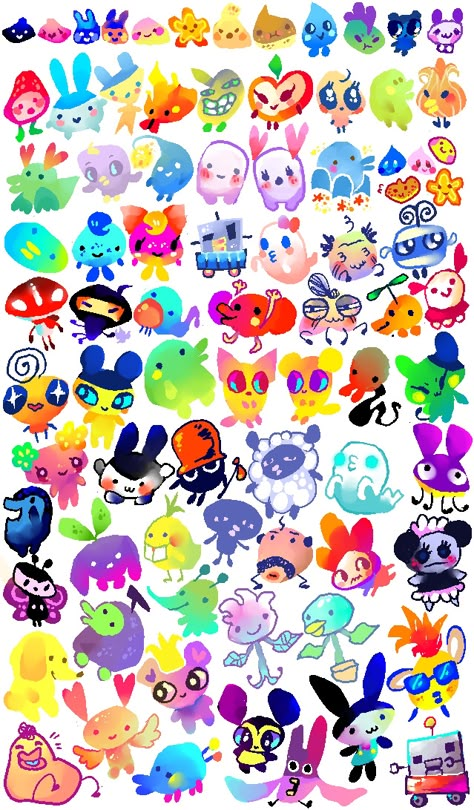 Tamagotchi Friends, Virtual Pet, Sticker Collection, Funky Art, Creature Design, Cute Illustration, Character Design Inspiration, Doodle Art, Cartoon Characters