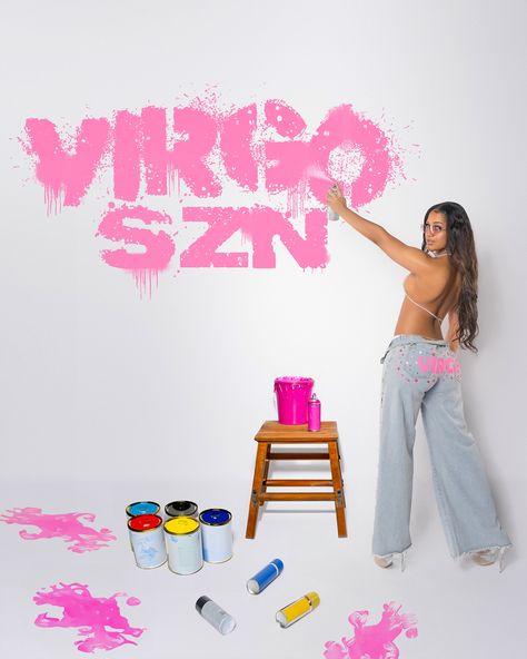 2000s Airbrush Photoshoot, Virgo Birthday Photoshoot Ideas, Virgo Photoshoot Ideas Women, Virgo Szn Photoshoot, Virgo Season Photoshoot, Virgo Birthday Photoshoot, 16th Photoshoot Ideas, Paint Photoshoot Ideas, Sweet 16 Photo Shoot Ideas