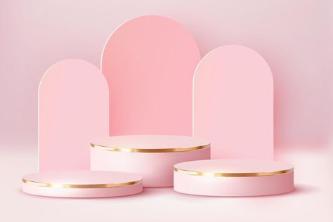 Luxury Pink Pastel Podium. Abstract scene background. Product presentation, mock up, show cosmetic product, Blank Podium, stage pedestal or platform. 3D Vector. 3d Podium, Rose Gold Backgrounds, Scene Background, 3d Vector, Product Presentation, Creative Poster, Creative Poster Design, Poster Designs, Pink Pastel