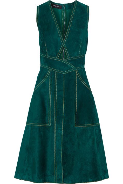 Derek Lam, paneled suede dress, $3,990, available at Net-A-Porter. Green Suede Dress, Lady Like, Dresses For Wedding, Panel Dress, Suede Dress, Derek Lam, Green Suede, Dresses To Wear To A Wedding, Cutout Dress